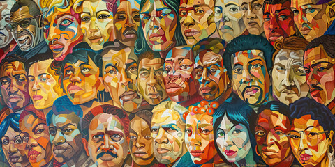 A New Vision for Governance: An inspiring mural of a utopian society, with leaders of all races and backgrounds working together