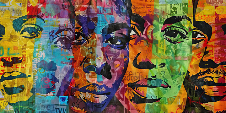 The Art of Protest: A vibrant mural of protestors and their messages, covering a once-empty wall