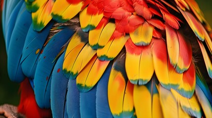 Obraz premium Close up of colored feathers from a parrot 