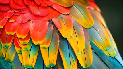 Fototapeta premium Close up of colored feathers from a parrot 