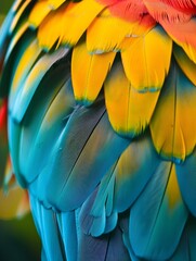 Fototapeta premium Close up of colored feathers from a parrot 
