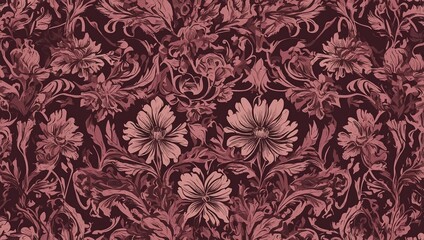 Detailed pink floral design in vector format, layered file