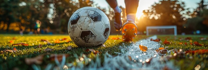 Sunny football match: players in action at professional stadium