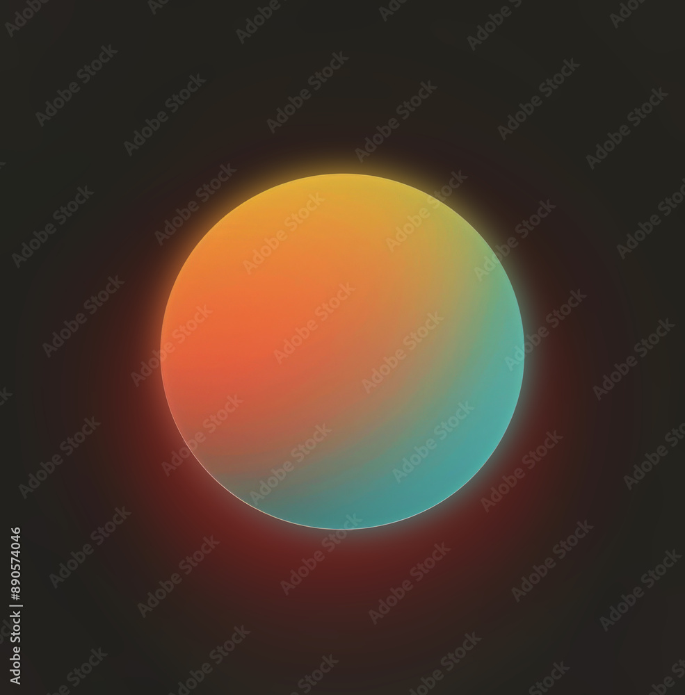 Poster vibrant gradient sphere on dark background - abstract colorful circle with smooth blend