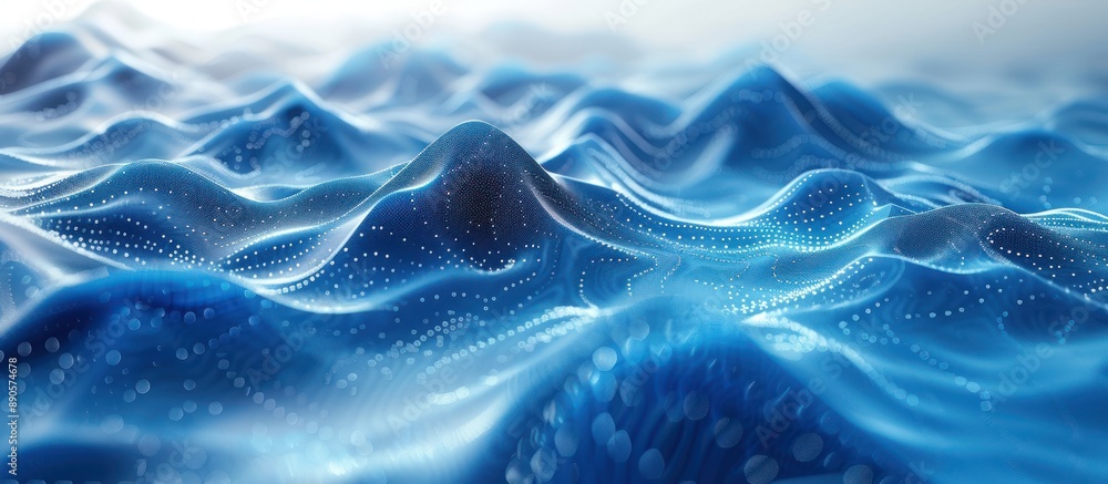 Poster abstract blue wavy pattern with dots