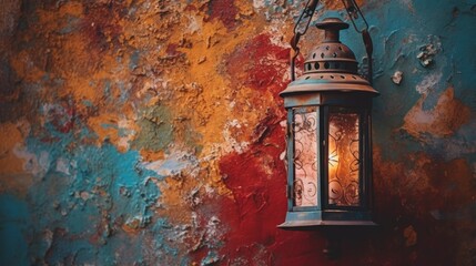 Hanging Lantern on Rustic Wall