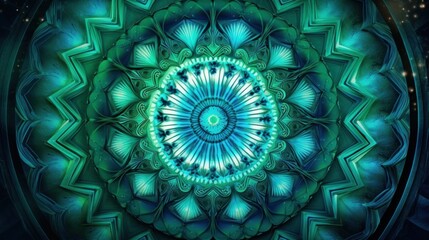 Abstract Green and Blue Mandala Design