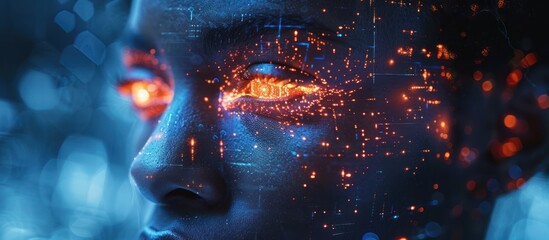 Digital Interface on a Person's Face
