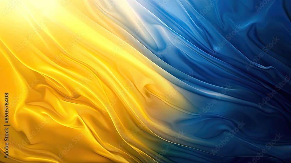 Poster a gradient background transitioning from bright yellow to deep blue.