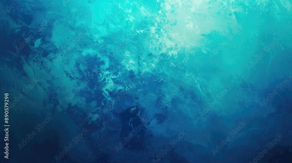 Poster a gradient background transitioning from bright turquoise to deep blue.