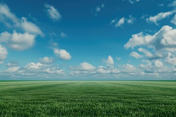 Fototapeta premium The ultramodern, supernatural scene of a sports arena highlights the lush green grass, with copy space for describing the thrilling atmosphere