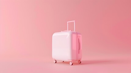Tiny Rolling Suitcase on Pastel Background,Minimalist Travel Gear