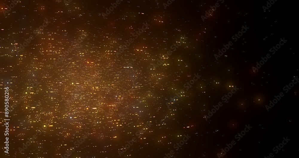Poster flying inside digital data tunnel.