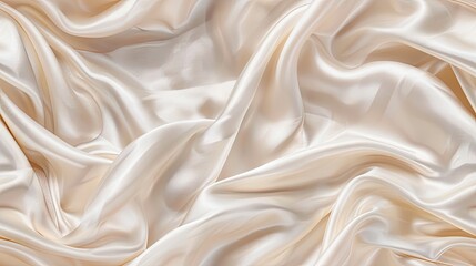 Obraz premium A close up image of creamy white satin fabric with soft, smooth folds and wrinkles