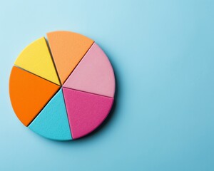 Obraz premium Closeup of a pie chart showing market share distribution in the financial highlights report, market share, competitive analysis