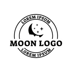 Vector logo a silhouette image of a crescent moon with stars.