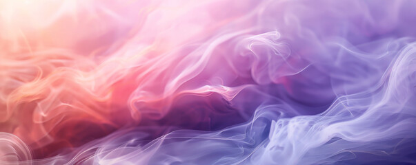 Obraz premium Ethereal misty fog in abstract colors floats across a bright background, creating a soft, surreal effect with delicate gradients and blurred edges.