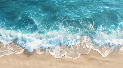Bird's Eye View of Beach with Photorealistic Sand and Ocean Waves
