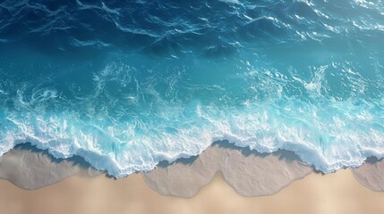 Obraz premium Bird's Eye View of Sandy Beach and Ocean Waves