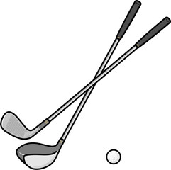 ゴルフ　ゴルフクラブとボール　アイアンとドライバー