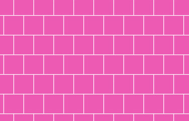 Fototapeta premium Seamless pattern with white square line isolated on pink.Brick block geometric repeat pattern.Vector graphic background.