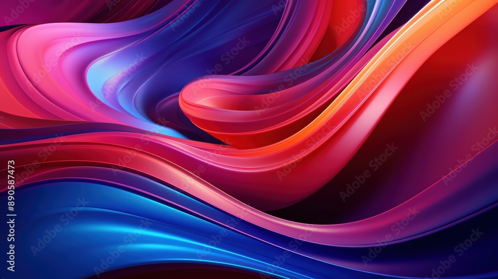 Poster vibrant and fluid abstract background with dynamic colorful waves and smooth curves, perfect for pre