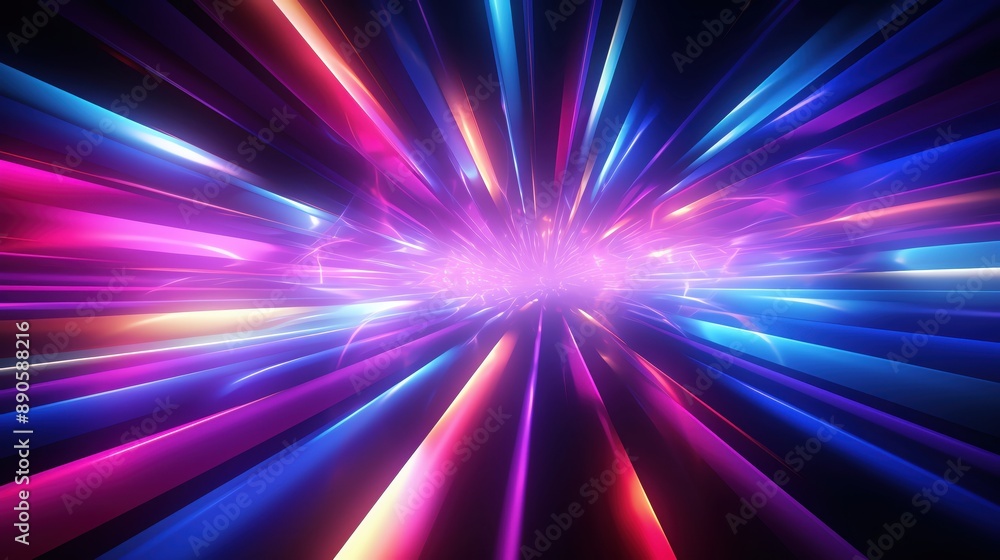 Poster vivid abstract light streaks in vibrant colors creating a dynamic, futuristic visual effect. perfect