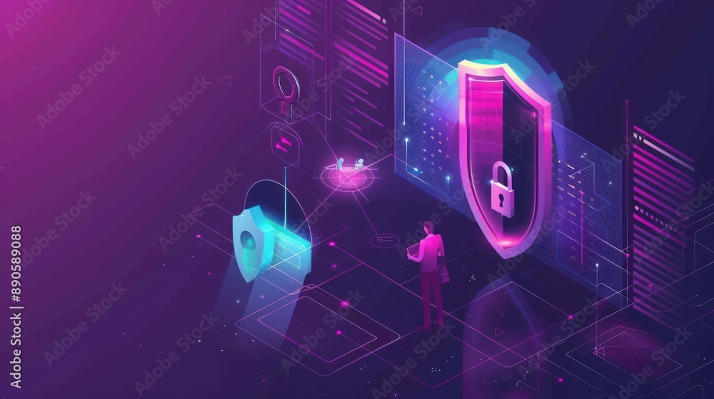 Poster cyber security and data protection on internet