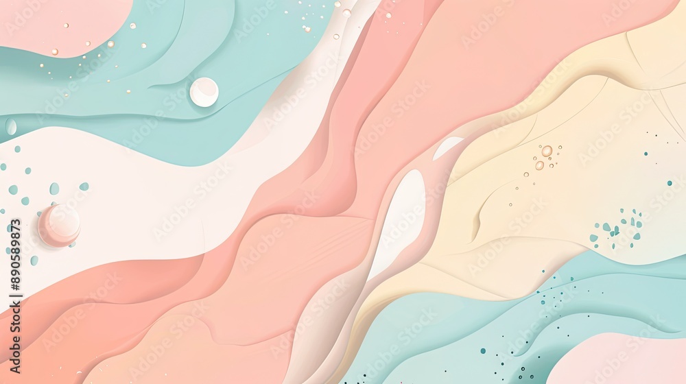 Poster a minimalist abstract background with soft pastel colors and fluid shapes.