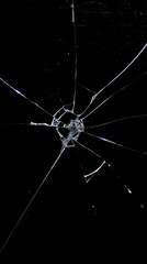 a detailed broken screen in a black background