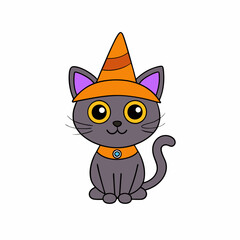 Festive Halloween Cat in Pumpkin Vector Illustration Design