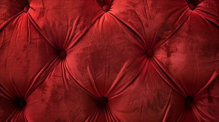 Luxurious Deep Red Velvet Upholstery Texture, High-Definition Close-Up for Interior Design, Furniture Upholstery, and Elegant Fabric Detailing
