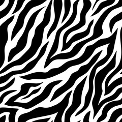 Zebra skin monochrome seamless pattern. Repeating stripes motif. Wildlife, natural camouflage texture. Great for textile, fabric, wallpaper, wrapping, scrapbook and packaging