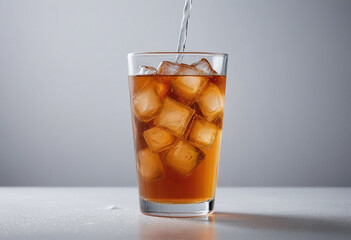  Close-up shot of condensation forming on a glass of iced tea. 