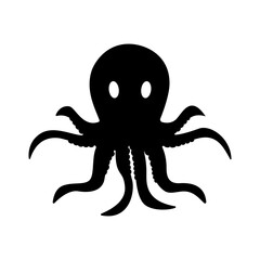 Octopus black and white flat vector icon design