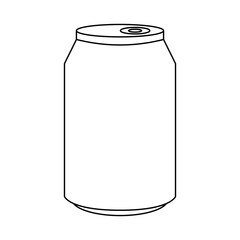 Soda can black and white flat vector icon with editable stroke