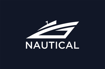 letter g ship logo design premium vector