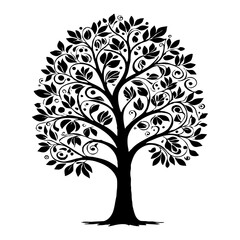 Obraz premium Tree . Black and white botanical illustration. Logo design for use in graphics. Generated by Ai