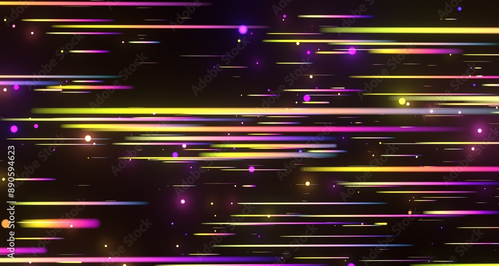 Poster flying inside digital data tunnel.