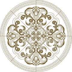 Sketch illustration silhouette vector drawing detail design ornament ornate carving icon logo symbol rosette old classic vintage ethnic traditional floral
