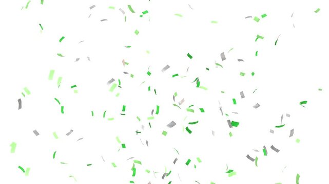 green confetti explosion on white background
