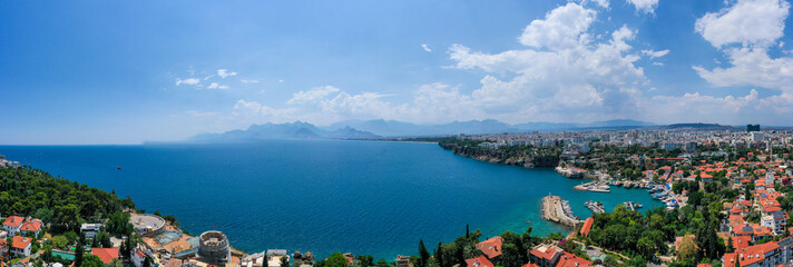 Aerial panoramic view of Antalya city. Antalya is a popular tourist destination in Turkey and a...