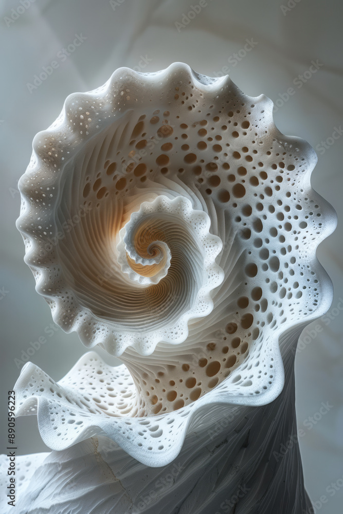 Poster surreal depiction of a continuous spiral with rhythmic wave patterns, symbolizing biorythms, set aga