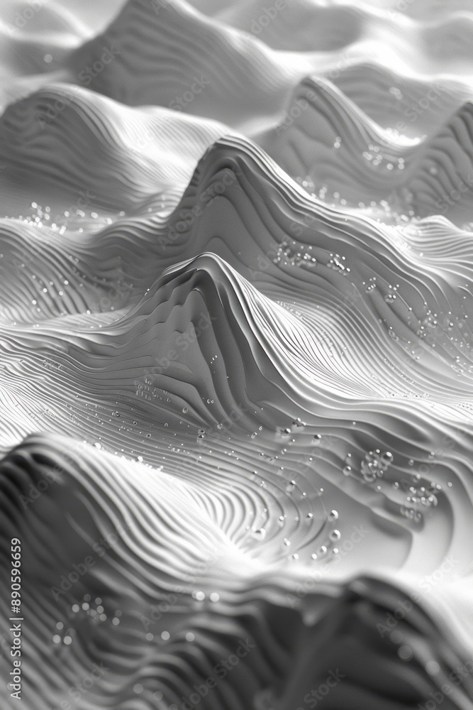 Poster abstract minimalist image of a continuous wave with rhythmic pulses, representing biorythms, on a li