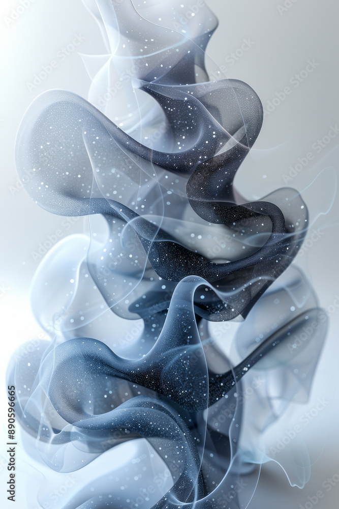 Poster abstract minimalist image of a continuous wave with rhythmic pulses, representing biorythms, on a li