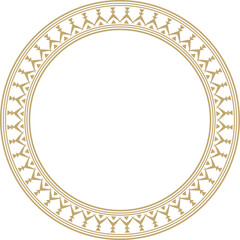 Vector gold round Yakut ornament. Endless circle, border, frame of the northern peoples of the Far East.