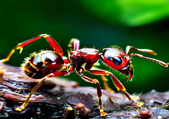 red ant on a leaf