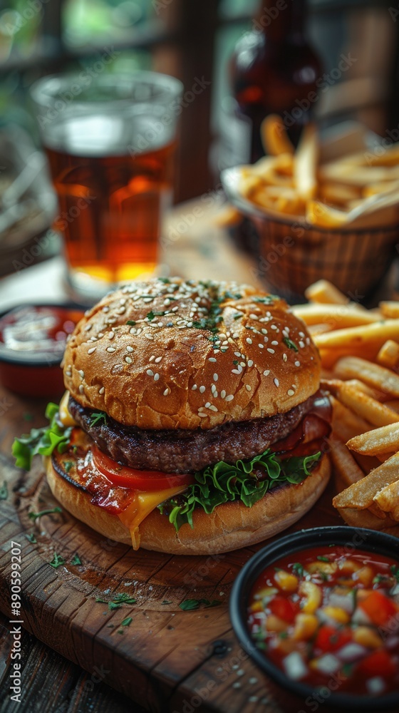 Wall mural junk food on a table