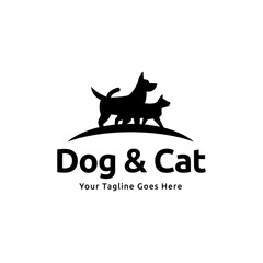 Naklejka premium Dog and cat logo design. pet care concept element