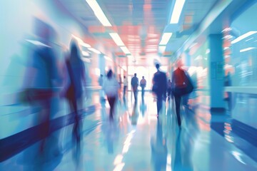 Blurry busy hospital scene background